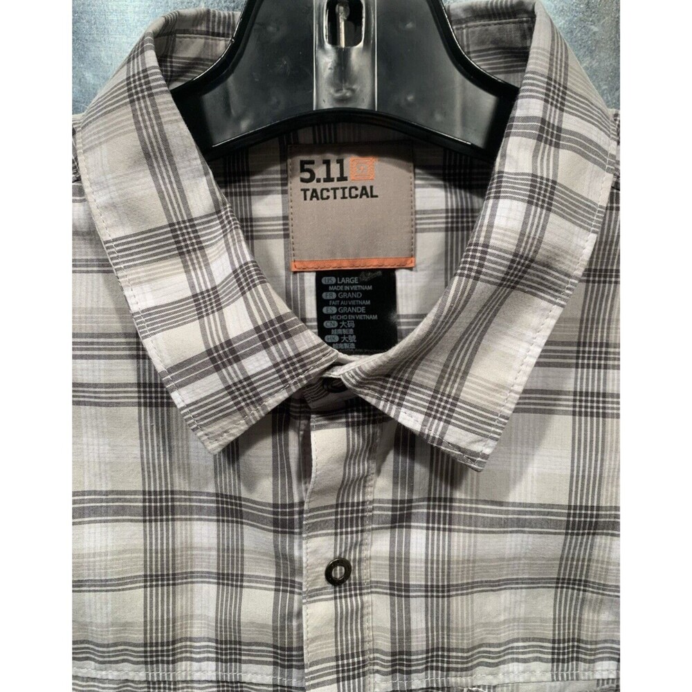 5.11 Tactical Western Cotton Blend Snap Up Gray Plaid Shirt L